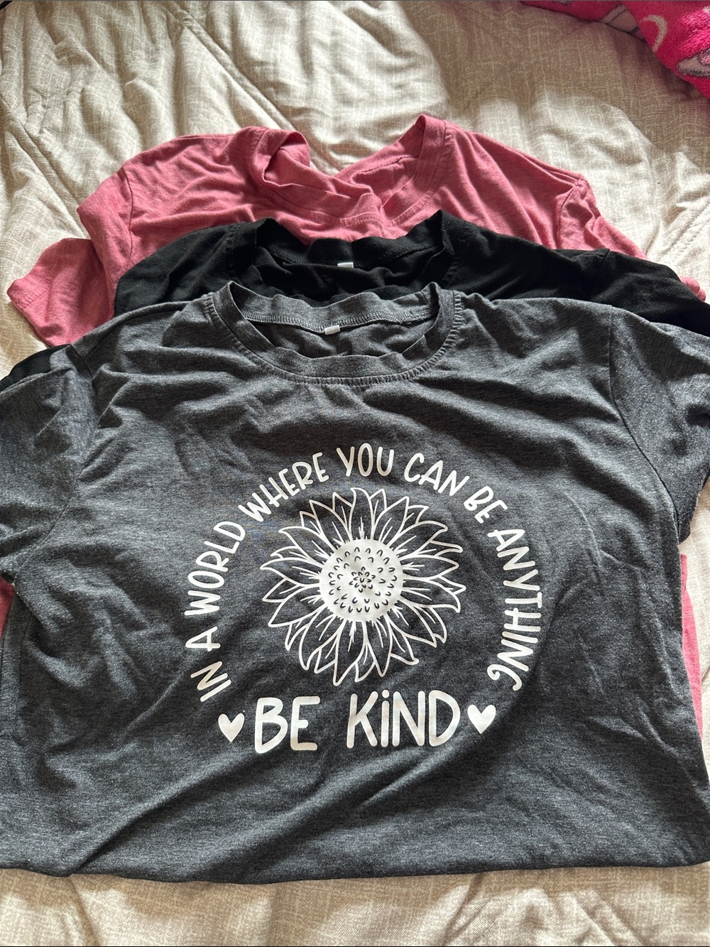 Be Kind Sunflower Graphic Tee - Charcoal